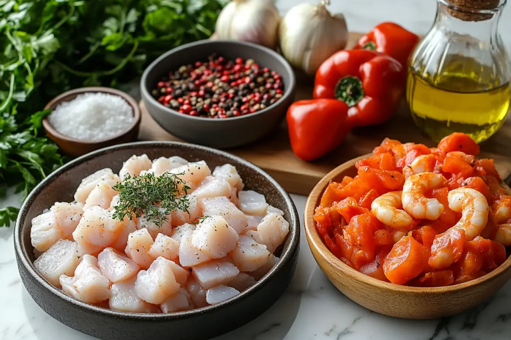 Bacalao con Salsa de Gambas y Pimientos del Piquillo