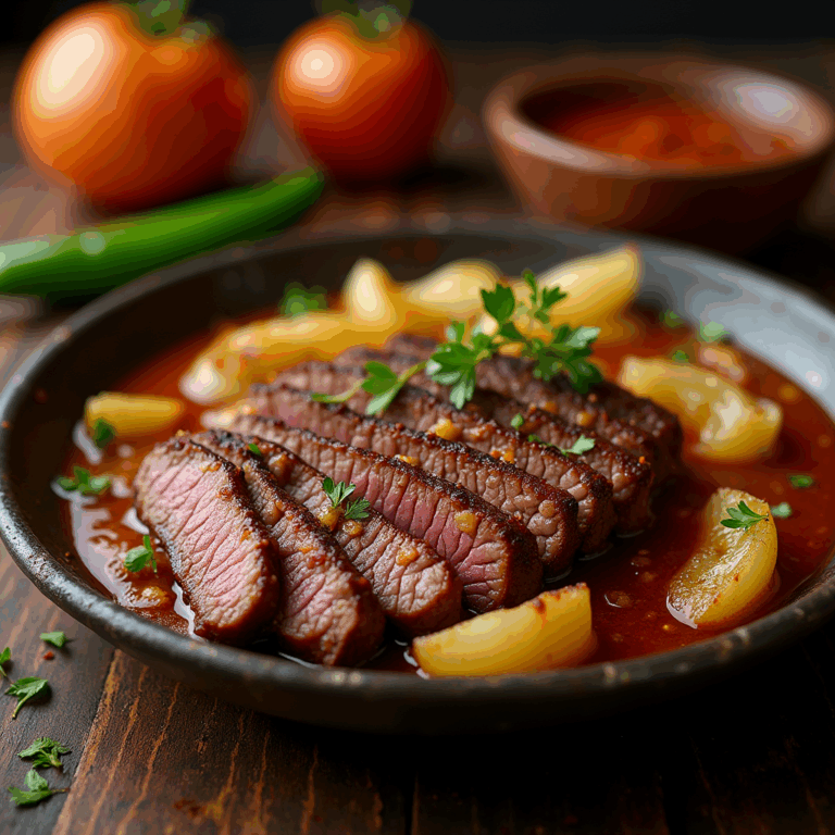 Carne encebollada
