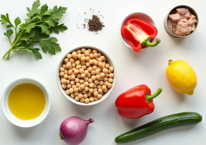 ensalada de garbanzos y atún
