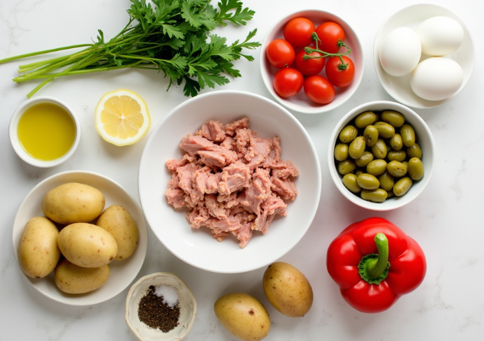 ensalada de patata y atún
