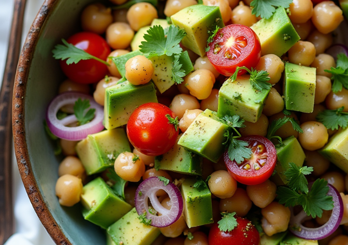 ensalada de garbanzos y aguacate