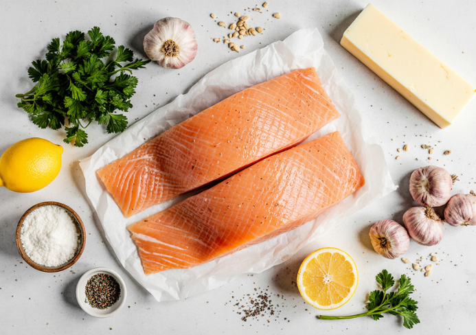 salmón ajo mantequilla limón