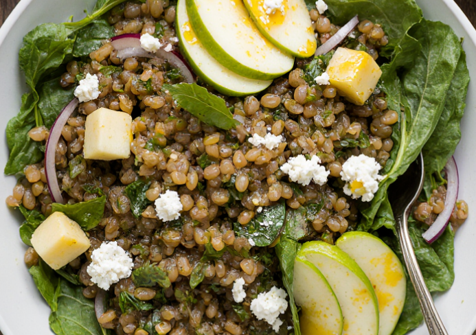 ensalada de lentejas y manzana