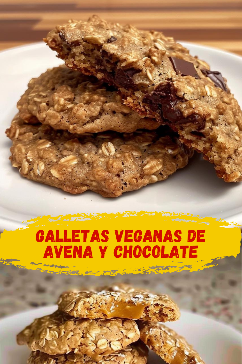 Bandeja de galletas crujientes veganas de avena con chocolate horneadas