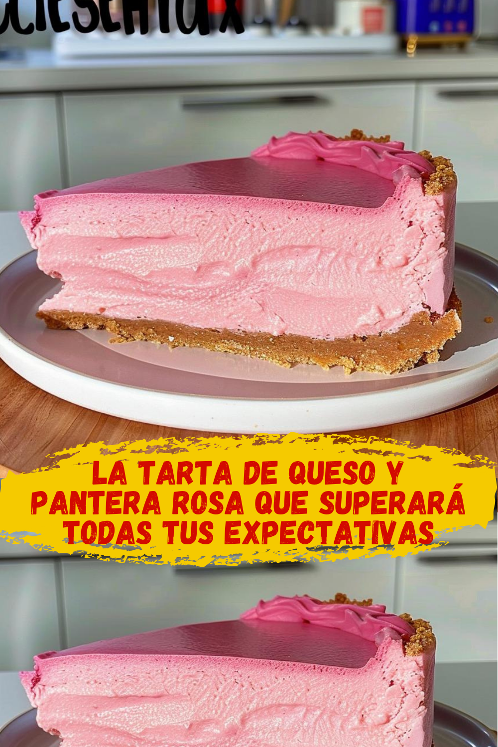Tarta de Queso y Pantera Rosa decorada para cumpleaños