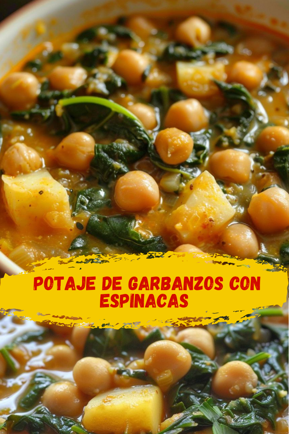 Plato vegetariano de España Potaje de espinacas y garbanzos típico de Semana Santa