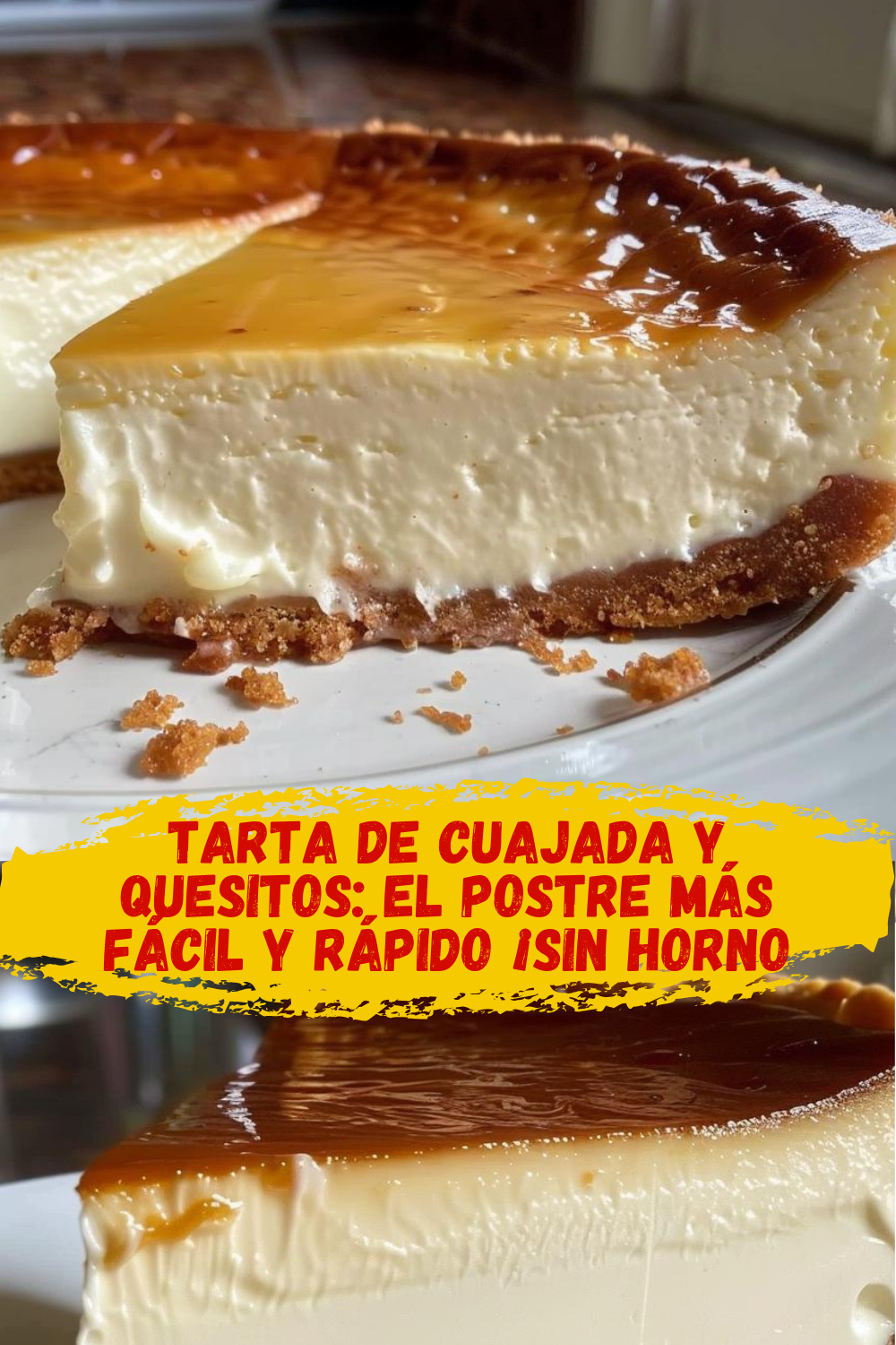 Tarta de cuajada y quesitos decorada con frutas