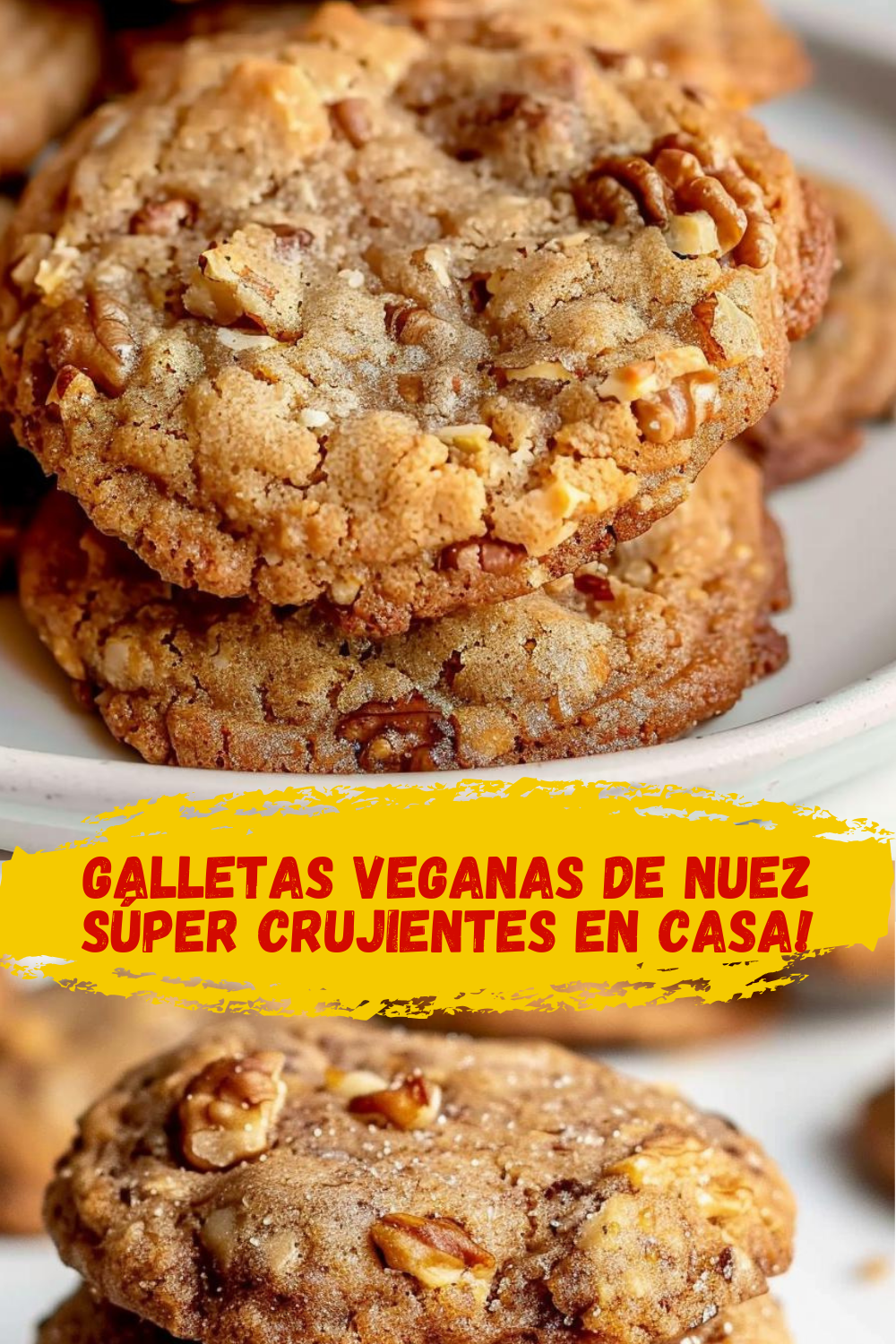 Textura Crujiente en Galletas de Nuez Primer plano de galletas veganas de nuez crujientes y sabrosas