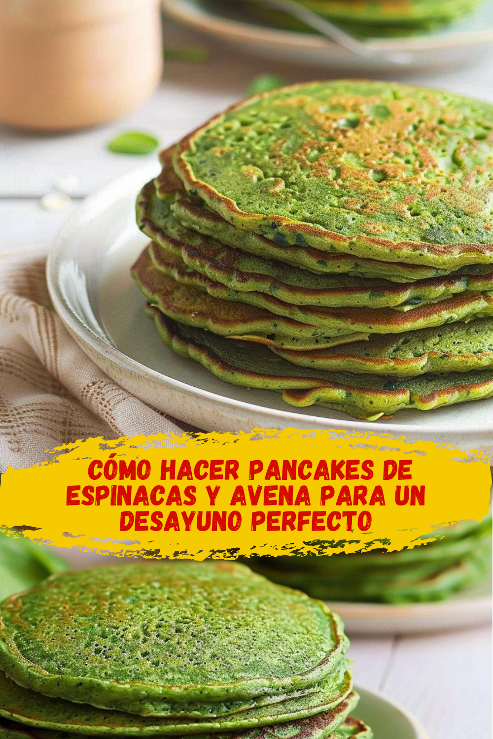 Panqueques de espinacas y avena esponjosos para un almuerzo ligero