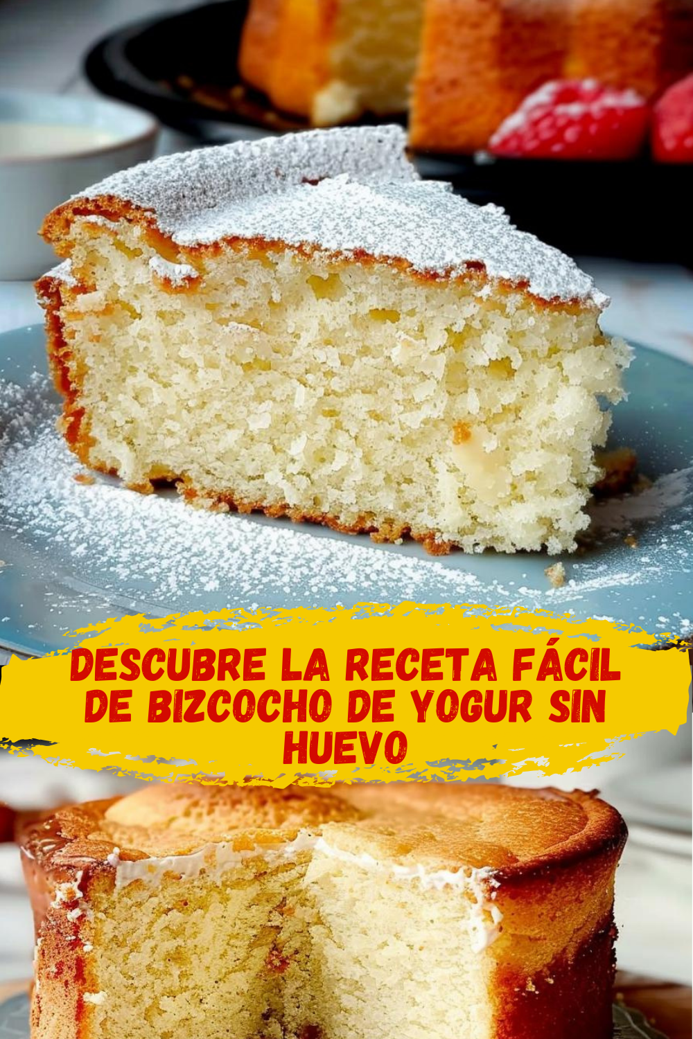 Corte de Bizcocho de yogur sin huevo