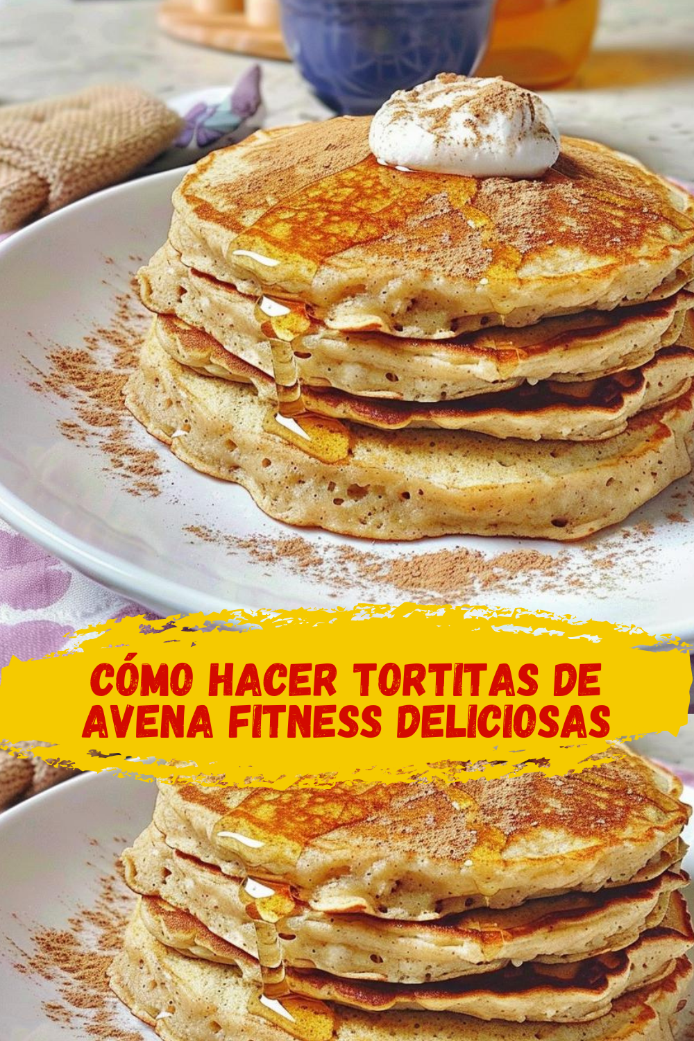 Tortitas de avena fitness servidas con frutos rojos