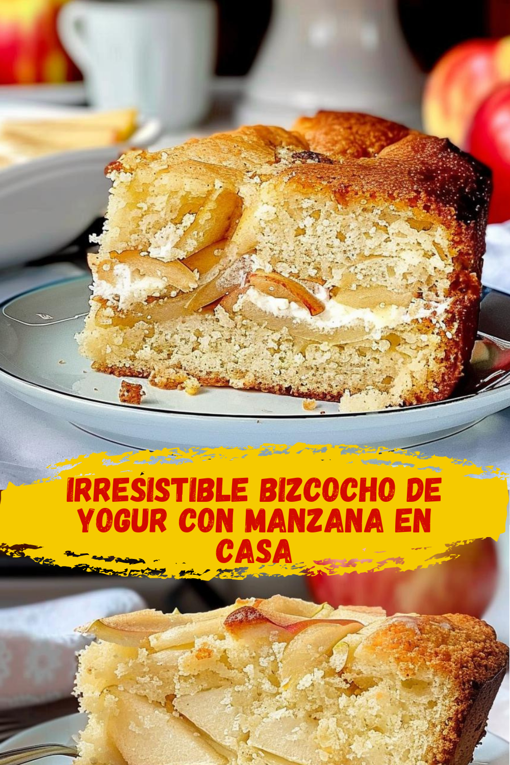 Preparación de ingredientes para bizcocho de yogur con manzana