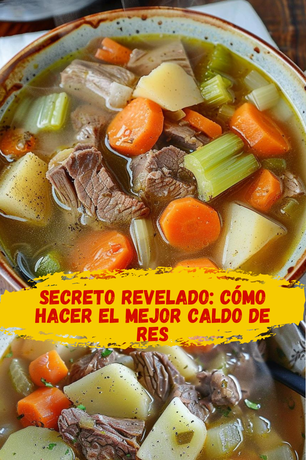 Sopa de res nutritiva con huesos y verduras para un caldo de res tradicional
