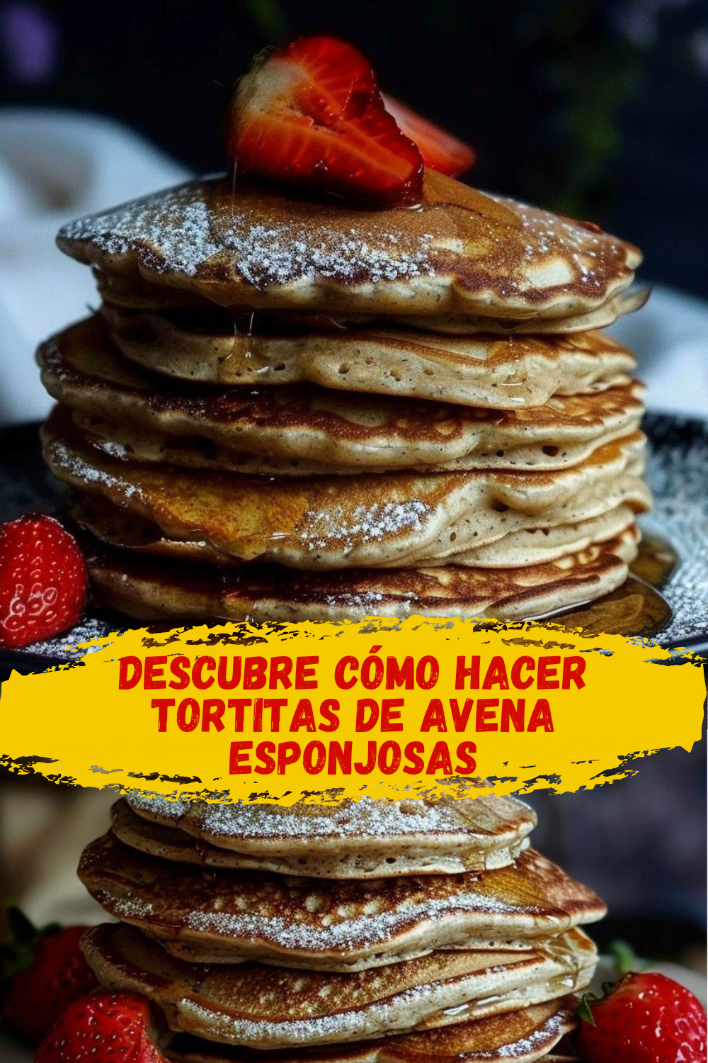Receta rápida de tortitas de avena como nubes, servidas con frutas