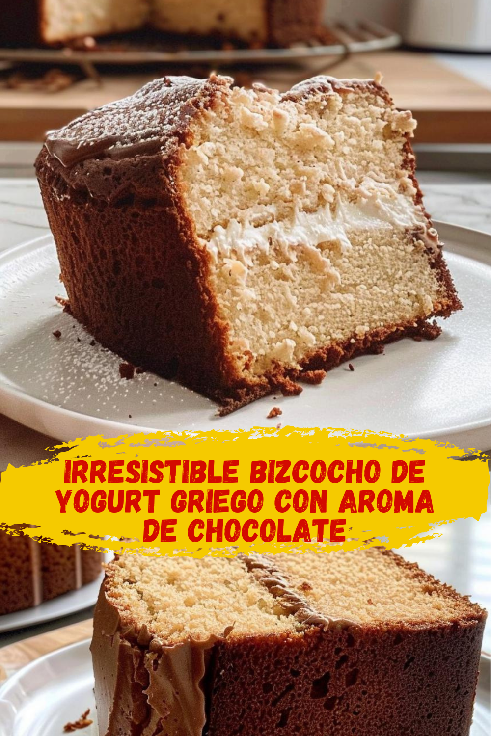 Pastel de yogurt griego al horno, esponjoso con aroma a chocolate