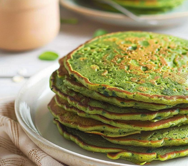 Pancakes de espinacas y avena