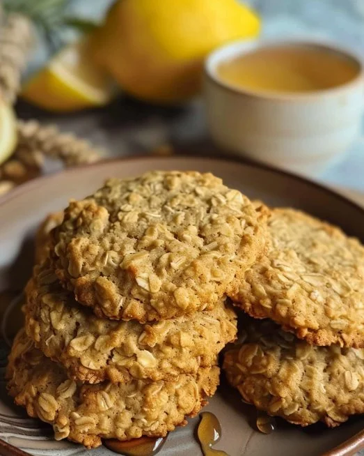 Galletitas saludables de avena, miel y limón en un plato