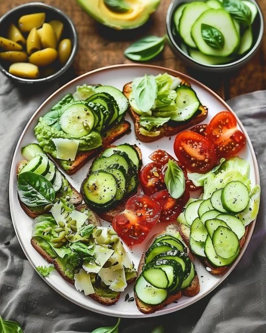 Plato de recetas saludables con ingredientes frescos y nutritivos
