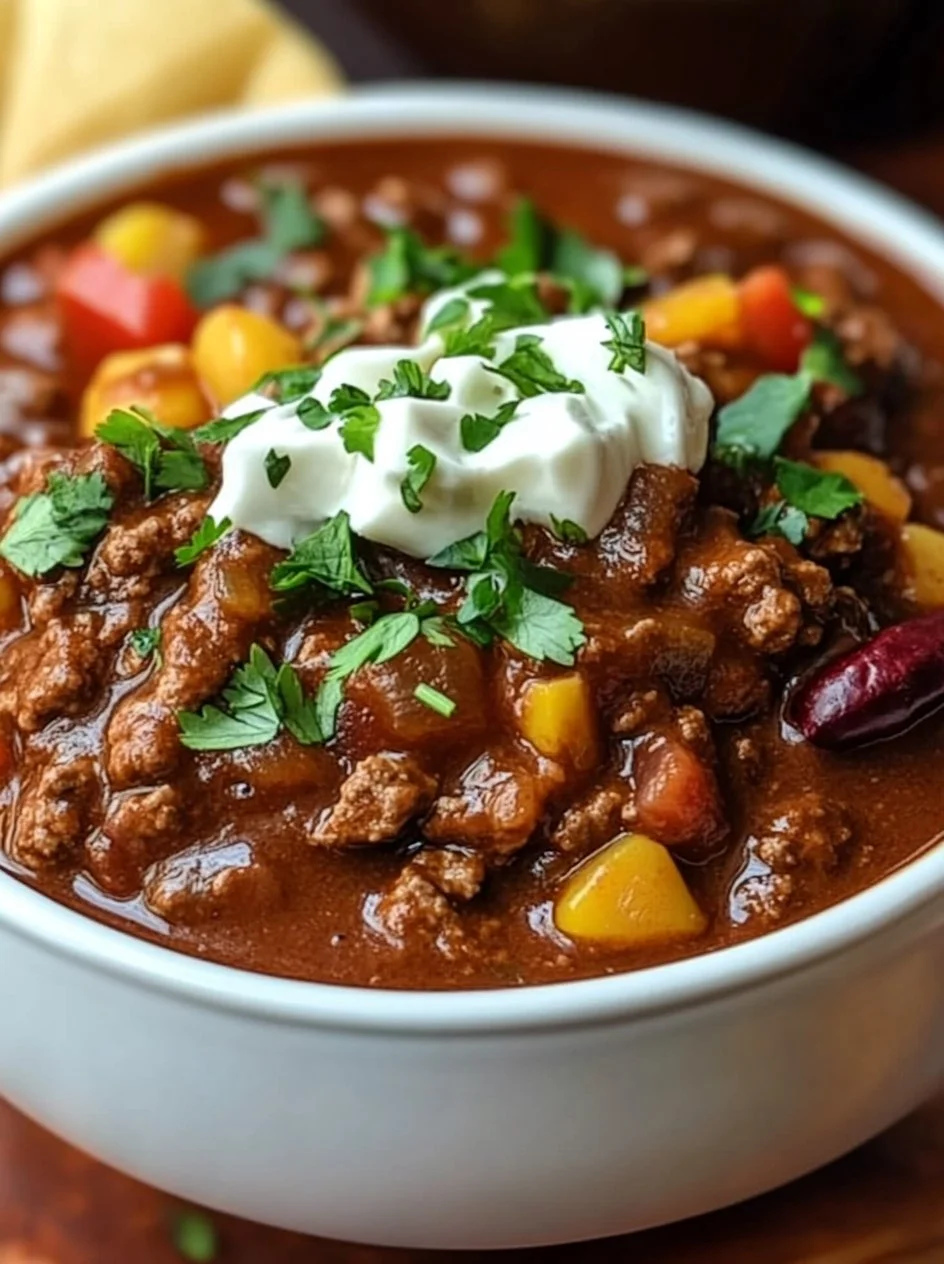 Bowl of delicious Texas Chili topped with cheese and onions