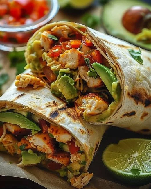 Burritos de Pollo, Aguacate y Aderezo Ranchero