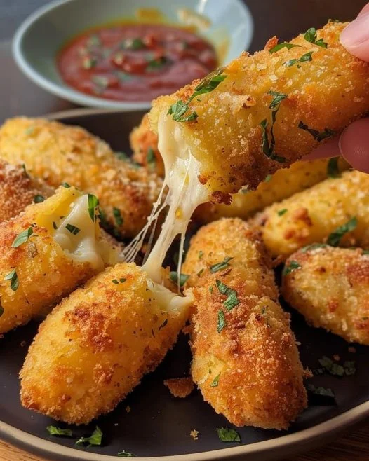 Dedos fritos de papa y mozzarella crujientes sazonados