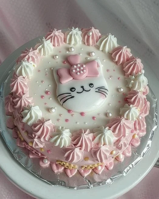 Pastel Kitty Cake decorado con temática de gatito