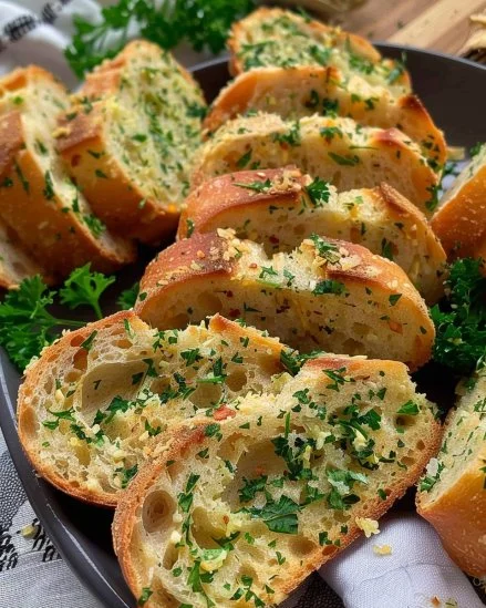 Delicioso Pan con Ajo recién horneado, perfecto para compartir en cualquier ocasión.