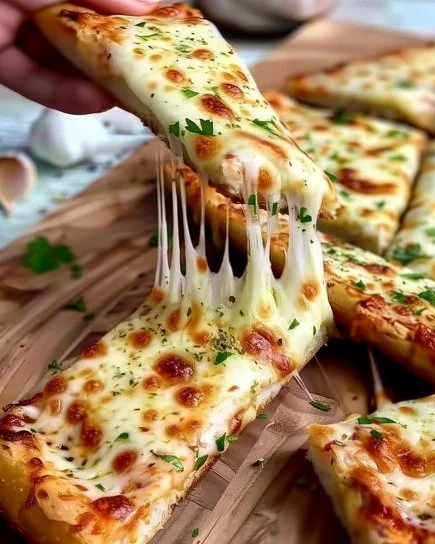 Pan de Ajo con Queso recién horneado y dorado