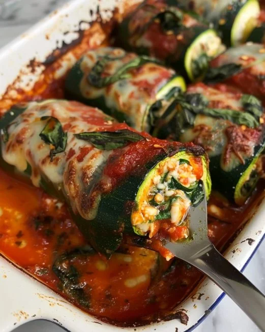 Plato de Rollatini de Calabacín Vegano con relleno delicioso