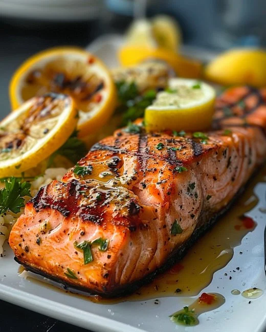 Salmón a la parrilla con limón