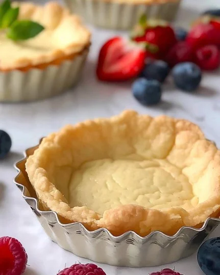 Tartaletas variadas decoradas con frutas y crema pastelera.