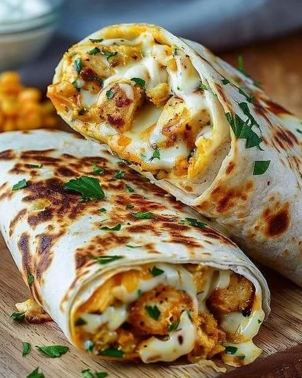 Wraps de pollo con queso para una comida deliciosa y fácil de preparar