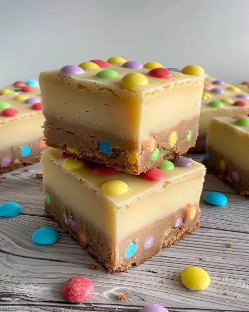 Brownies cósmicos de chocolate blanco recién horneados