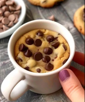 Galleta de chocolate en taza cocinada en microondas