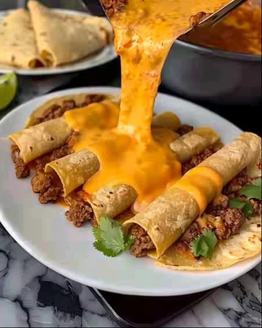 Platos coloridos y sabrosos de comida mexicana, incluyendo tacos y enchiladas.