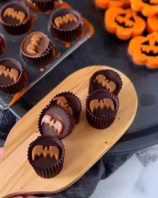 Copas de mantequilla de maní decoradas para Halloween