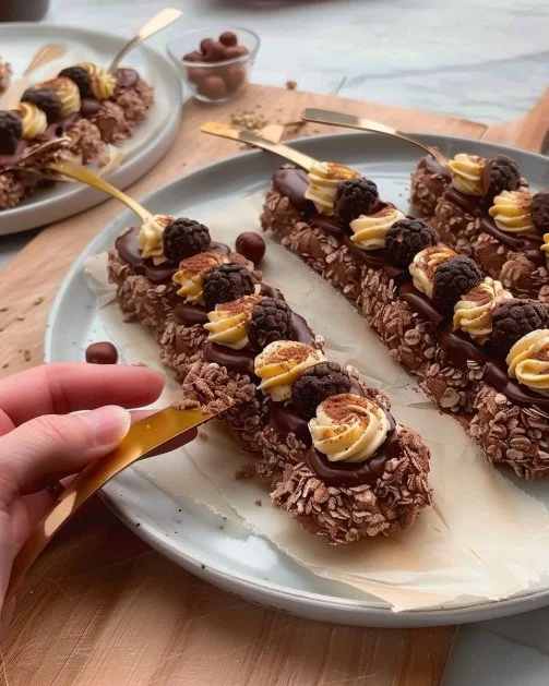 Deliciosos postres de avellanas no horneados en un plato decorativo