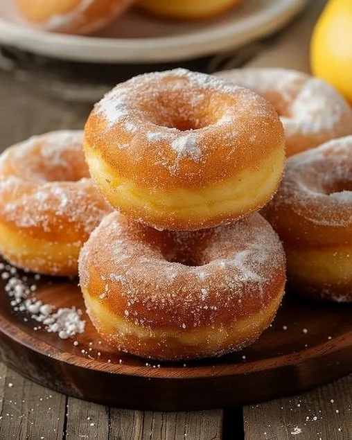 Donas rellenas de crema pastelera recién horneadas