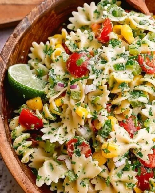 Ensalada de pasta con cilantro y limón, un plato fresco y delicioso