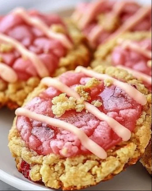 Galletas de crujiente de fresa recién horneadas