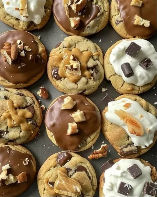 Galletas de Nueva York con caramelo explosivo recién horneadas