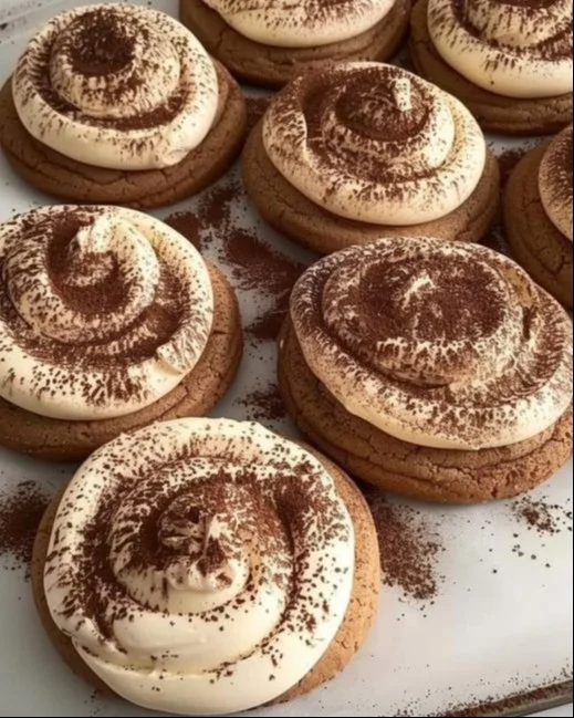 Deliciosas galletas de tiramisú decoradas con cacao y café