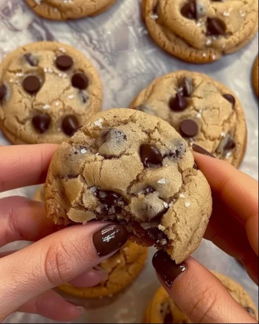 Galletas veganas con chispas de chocolate recién horneadas