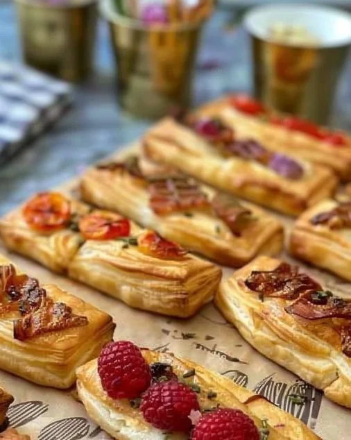 Hojaldres variados frescos y apetitosos, perfectos para cualquier ocasión.