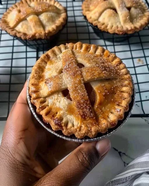 Mini tartas de manzana servidas en un plato decorativo