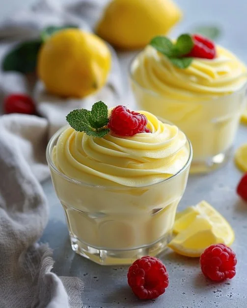 Deliciosa mousse de limón servida en un tazón, ideal para postres frescos.
