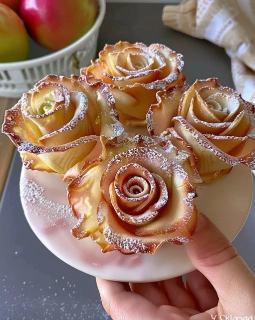 Pasteles de manzana en forma de rosas, deliciosos y decorativos.