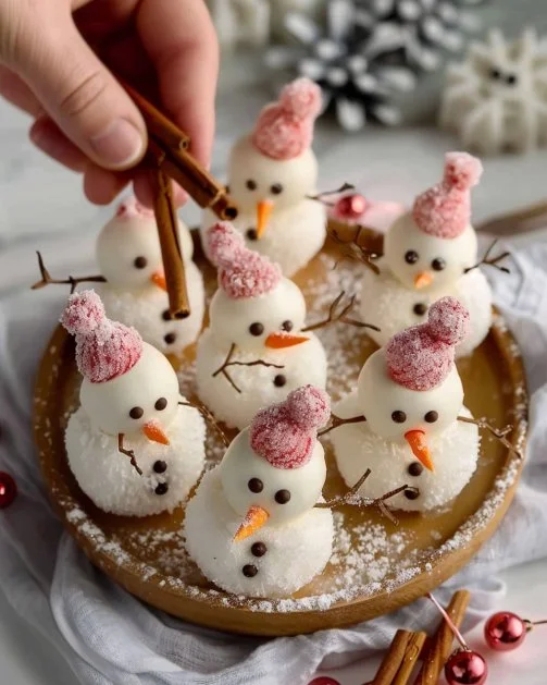 Trufas de nieve decoradas como muñecos de nieve adorables
