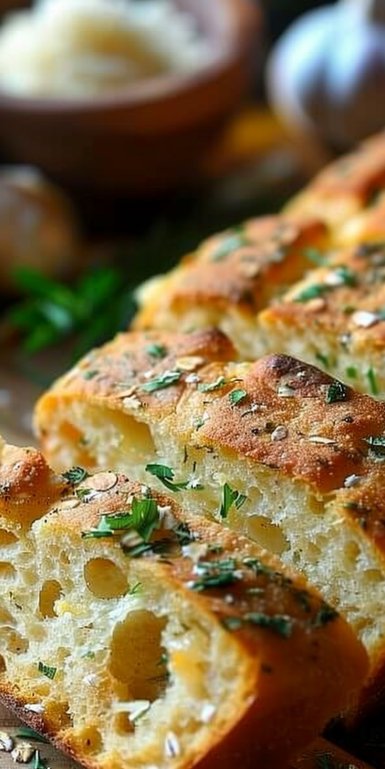 Pan de avena con queso, ajo y orégano