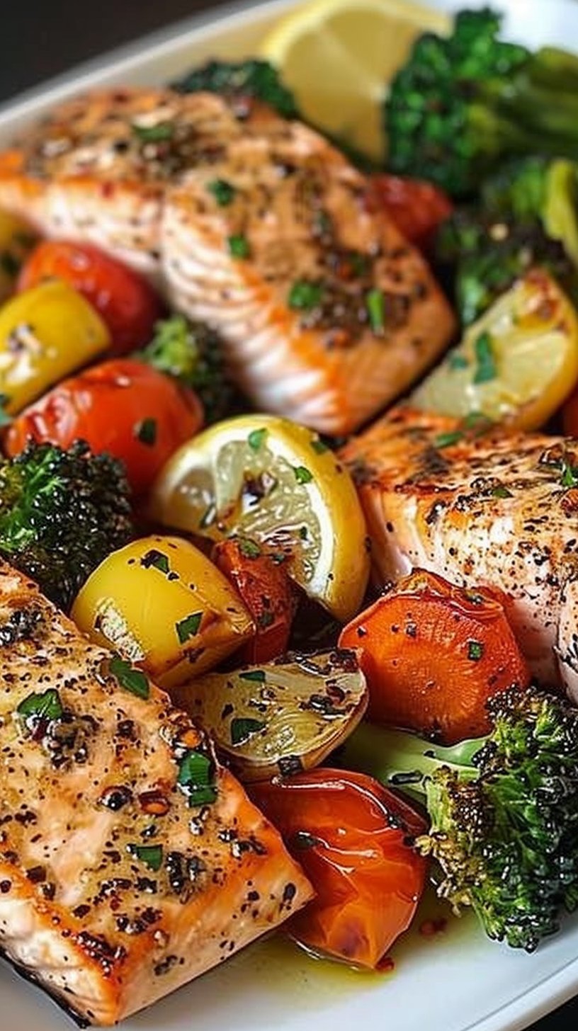 Salmón al Ajo con Verduras